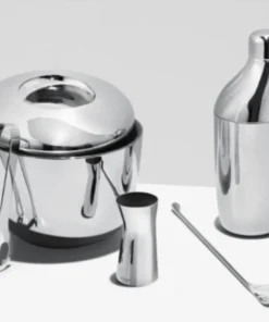 Georg Jensen Inc WINE & BAR SKY ICE BUCKET & ICE TONG SET BY GEORG JENSEN