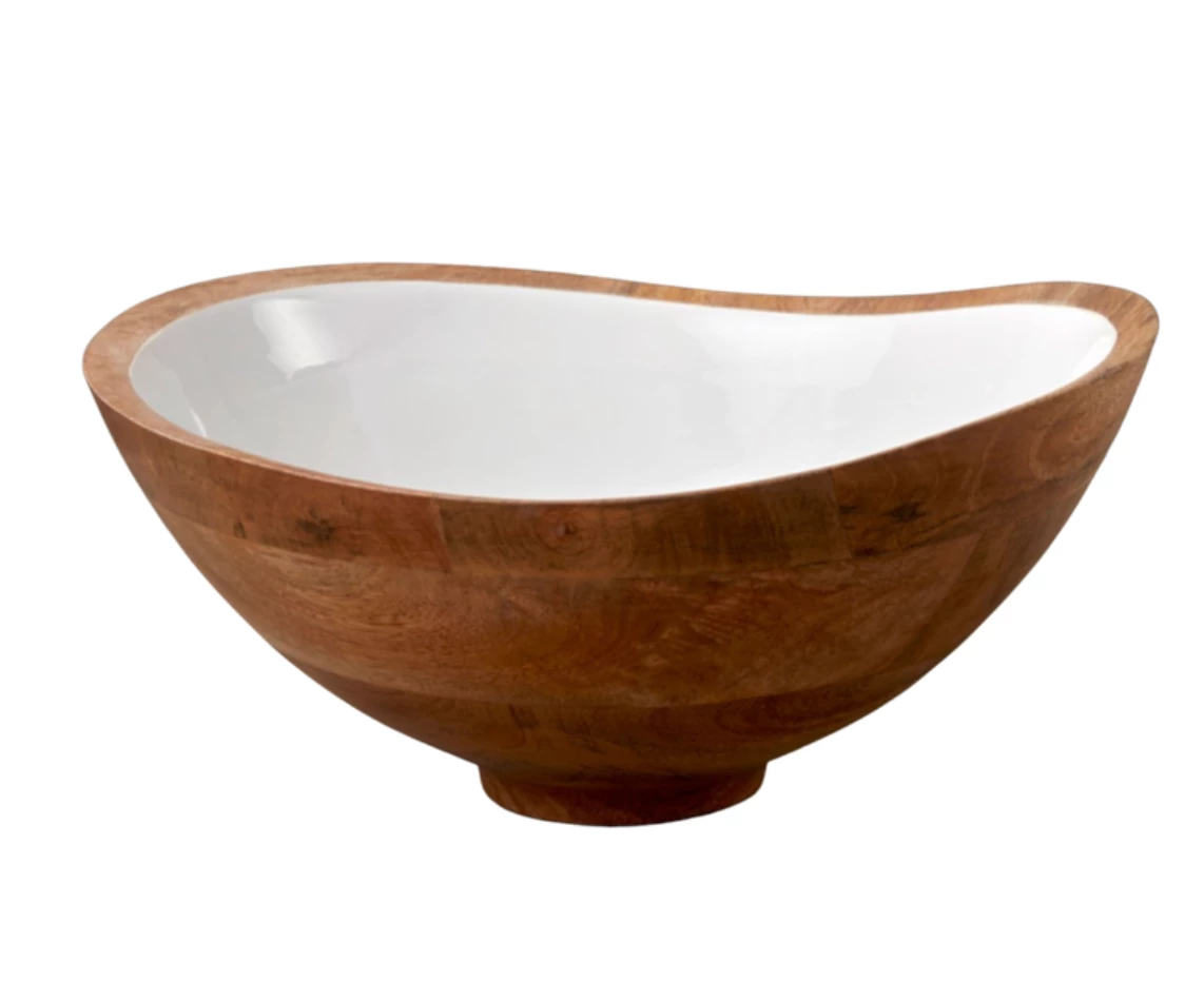 Be Home MANGO WOOD & ENAMEL LARGE BOWL | 15"
