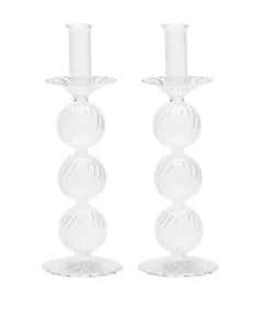 Kim Seybert IRIS CANDLEHOLDER SET CLEAR