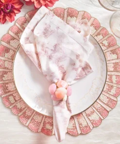 Kim Seybert THE TABLE SEA STONE NAPKIN RING SET BLUSH