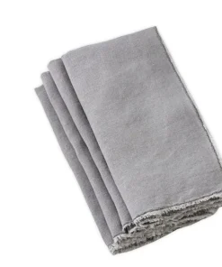 Saro Trading Company THE TABLE FRINGED STONE WASHED NAPKIN | GREY
