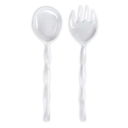 Q Squared THE SUMMER SHOP RUFFLE MELAMINE SALAD SERVERS | WHITE