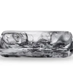 Nashi Home SWIRL RESIN RECTANGLE TRAYS BLACK