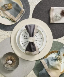 Kim Seybert THE TABLE DIP DYE NAPKIN GREY & BLACK