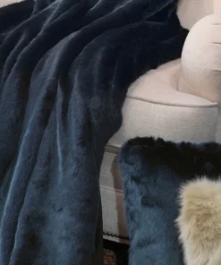 Fabulous Furs COUTURE FAUX FUR THROW BLUE MINK THE HOME