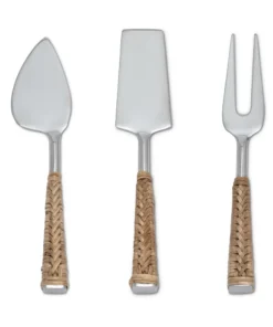 Abbott Collection RATTAN CHEESE KNIVES SERVING