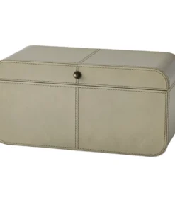 Global Views CURVED LEATHER BOX | SOFT GREY | LARGE