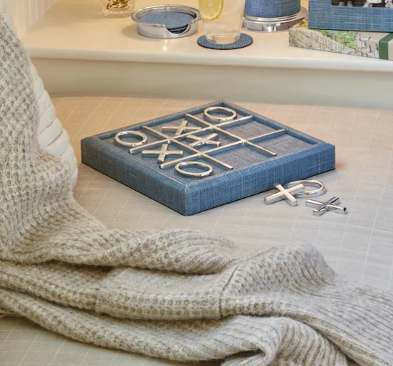 MARIPOSA HEATHER BLUE TIC TAC TOE SET