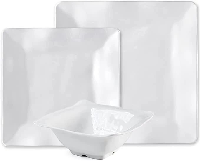 Q Squared RUFFLE MELAMINE SQUARE DINNERWARE
