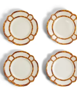 Two's Company BAMBOO RIM MELAMINE DINNERWARE S/4 | NATURAL