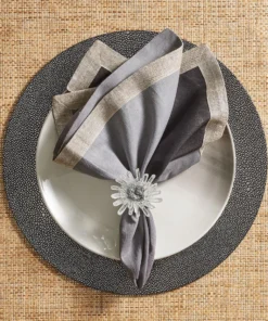 Kim Seybert THE TABLE DIP DYE NAPKIN GREY & BLACK