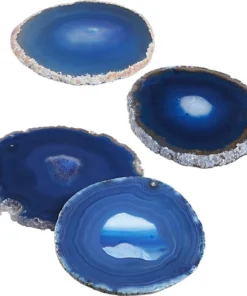 Olympus / Bartky Minerals WINE & BAR AGATE COASTER SET | BLUE