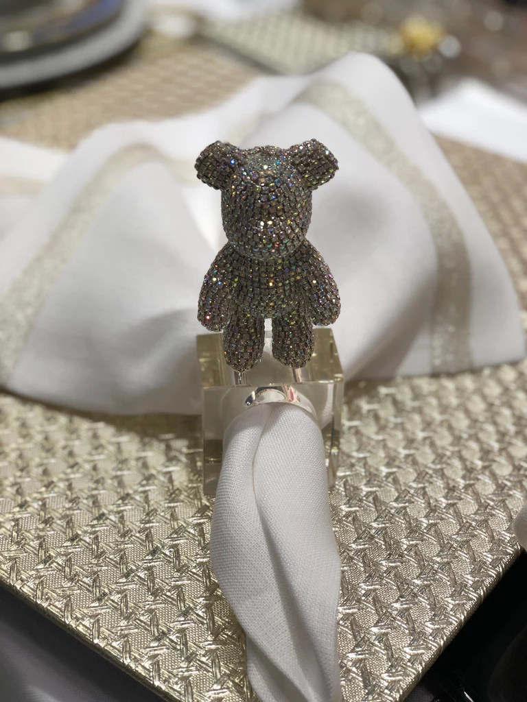 Julian Mejia BLING BEAR NAPKIN RING | CLEAR CRYSTAL THE TABLE