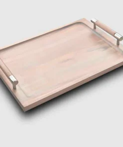 Mary Jurek SERVING SIERRA WHITEWASH WOOD HANDLED TRAY