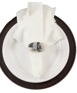 Saro Trading Company STONE CLUSTER NAPKIN RING SET