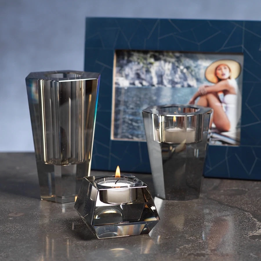 Zodax RITA CRYSTAL TEALIGHT HOLDER | SMOKE