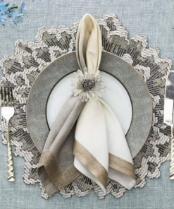 Kim Seybert DIP DYE NAPKIN GREY & SILVER THE TABLE