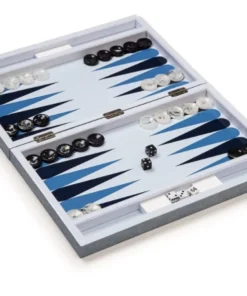 Wilouby International GAMES & GADGETS SHAGREEN BACKGAMMON SET | LIGHT BLUE | 17"