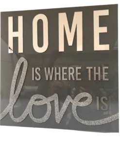 EYE CANDY HOME IS WHERE THE LOVE IS ART | GREY & MIRROR | 24 X 24 WALL DECOR