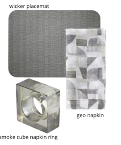 Bodrum GEO LINEN NAPKIN SILVER THE TABLE
