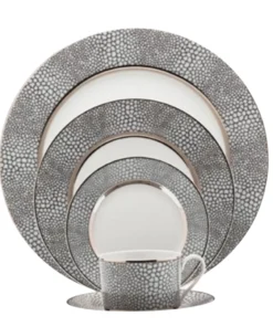Philippe Deshoulieres BIA THE TABLE MAKASSAR GRAY & PLATINUM | ROYAL LIMOGES