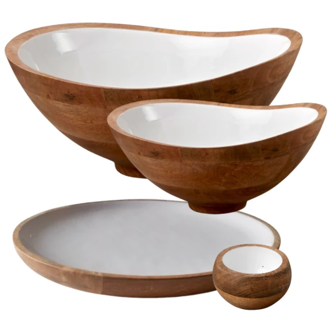 Be Home SERVING MANGO & ENAMEL WOOD PLATTER