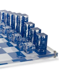 Wilouby International GRAND LUCITE CHESS SET | NAVY & WHITE