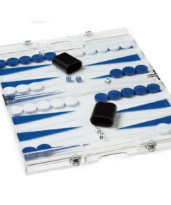 Wilouby International LUCITE BACKGAMMON SET | SMALL | DARK BLUE