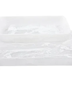 Nashi Home SWIRL RESIN RECTANGLE TRAY | WHITE | VARIOUS SIZES