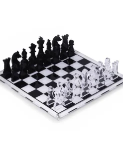 Bey-Berk GAMES & GADGETS DELUXE ACRYLIC CHESS SET | BLACK & CLEAR | 14"