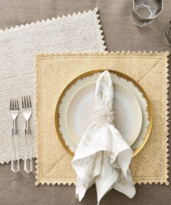 Kim Seybert STAMPED REVERSIBLE PLACEMAT SILVER & GOLD THE TABLE