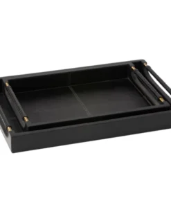 Made Goods LEATHER LENORA TRAYS BLACK