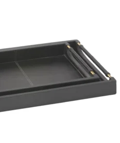 Made Goods LEATHER LENORA TRAYS BLACK