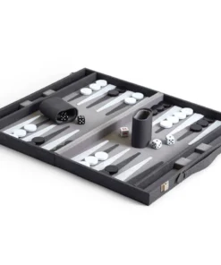 Two's Company GAMES & GADGETS SHAGREEN BACKGAMMON SET | GREY & BLACK
