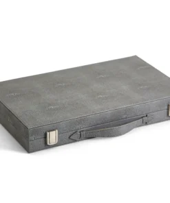 Two's Company GAMES & GADGETS SHAGREEN BACKGAMMON SET | GREY & BLACK
