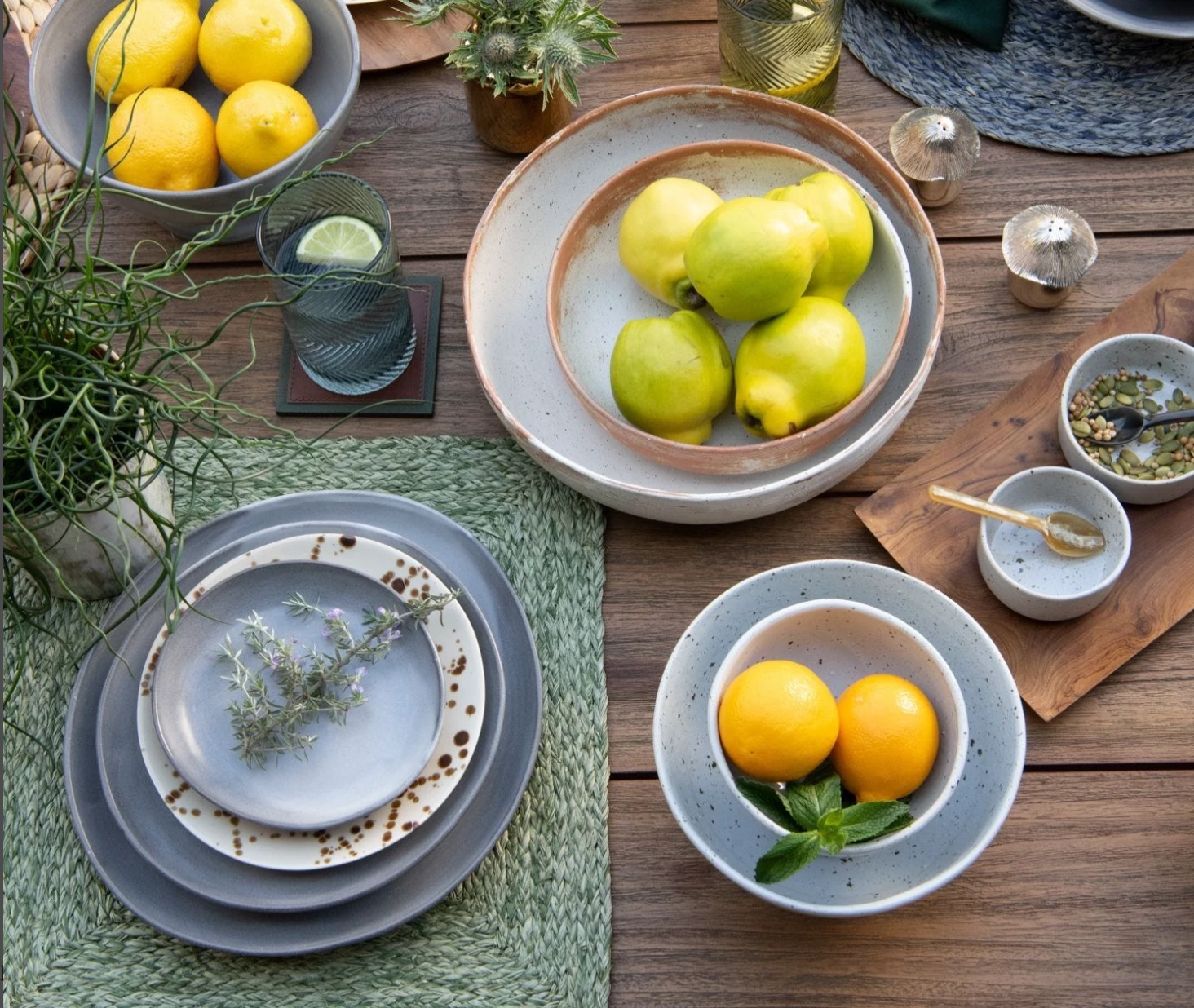 Blue Pheasant MARCUS CEMENT GLAZE STONEWARE DINNERWARE