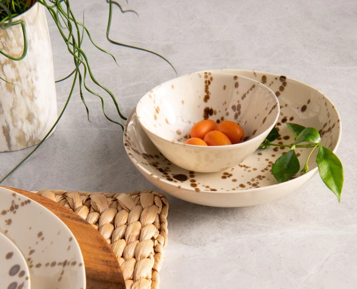 DELANEY BRONZE SPLATTER DINNERWARE | BLUE PHEASANT THE TABLE