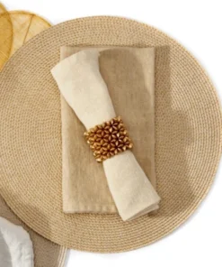 Deborah Rhodes THE TABLE METALLIC CASUAL NAPKIN | TAUPE & GOLD
