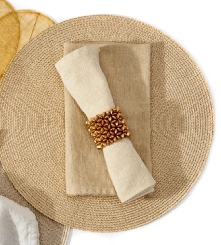 Deborah Rhodes THE TABLE METALLIC CASUAL NAPKIN | TAUPE & GOLD