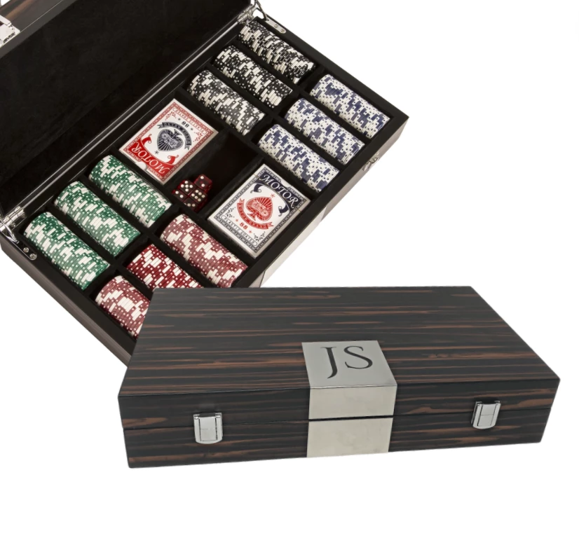 Brouk & Co GAMES & GADGETS PERSONALIZED CARBON FIBER 300 PIECE POKER SET