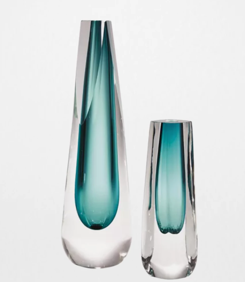 Global Views THE HOME TRIANGLE CUT VASE AZURE