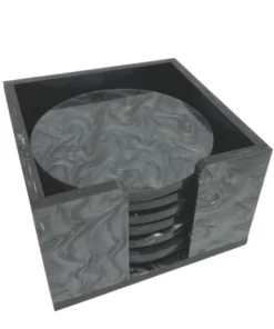 EYE CANDY WINE & BAR MARBLE ACRYLIC COASTER SET | CHARCOAL