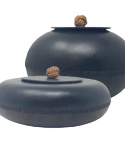 MooMoo Designs THE HOME LEATHER BOWLS WITH KNOT TOP