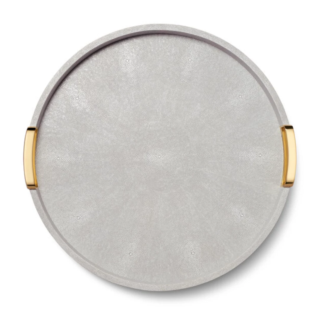 AERIN CARINA SHAGREEN TRAY DOVE | LARGE THE HOME