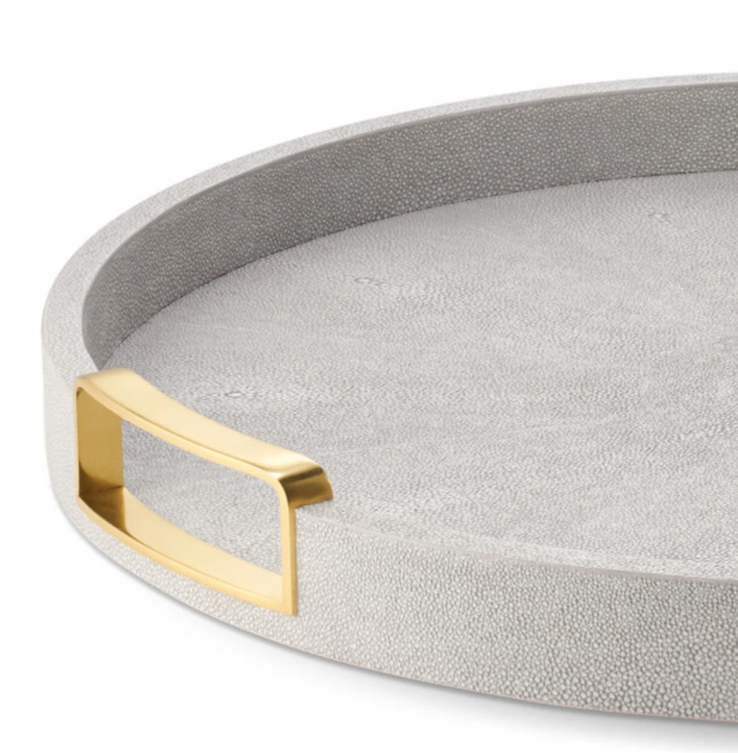 AERIN CARINA SHAGREEN TRAY DOVE | LARGE THE HOME