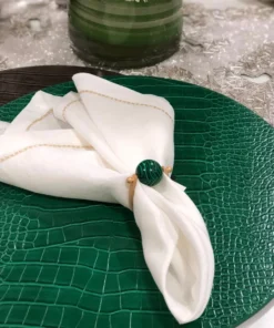 Kim Seybert MINERAL NAPKIN RING EMERALD THE TABLE