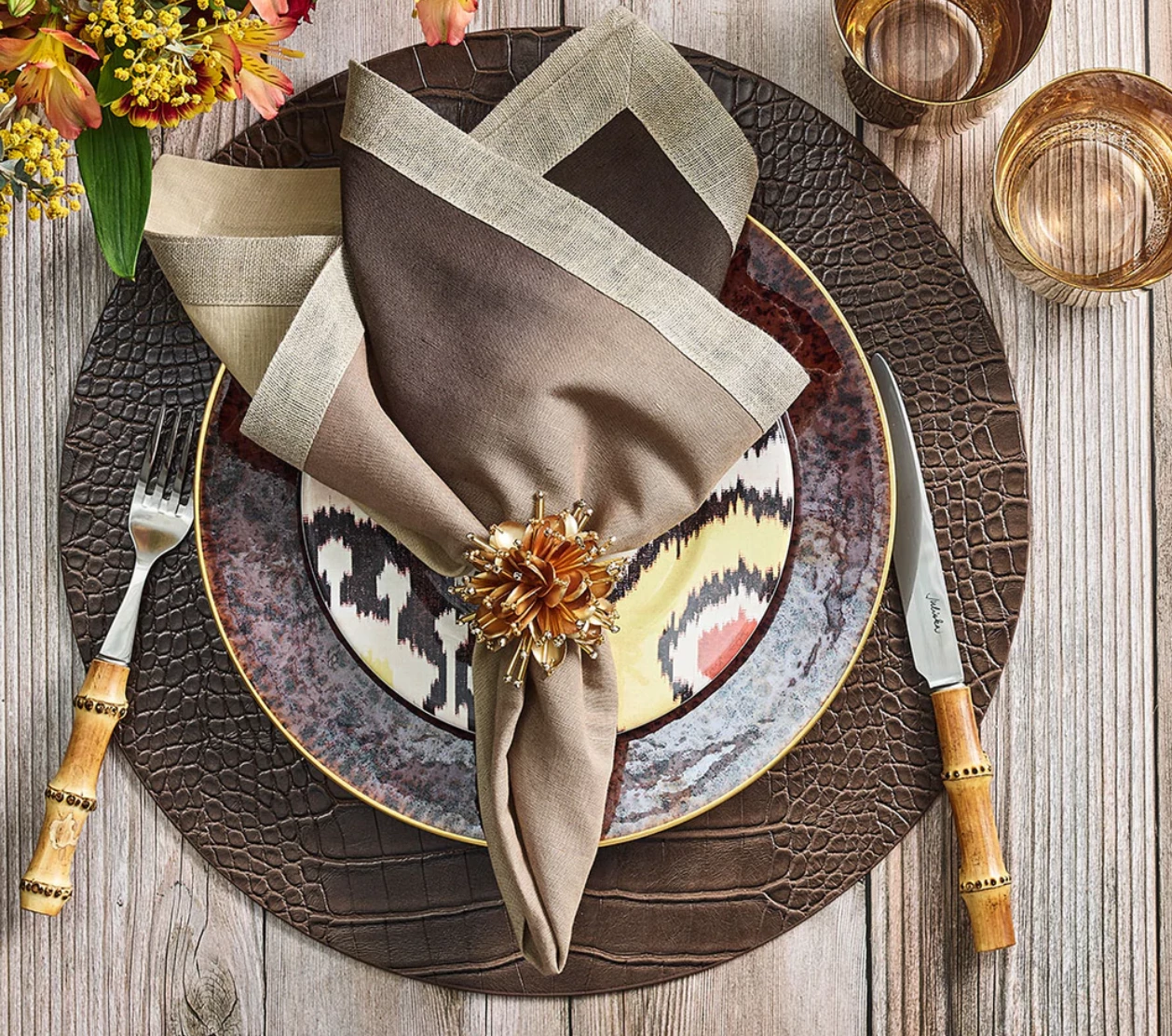 Kim Seybert THE TABLE CROCO PLACEMAT TAUPE