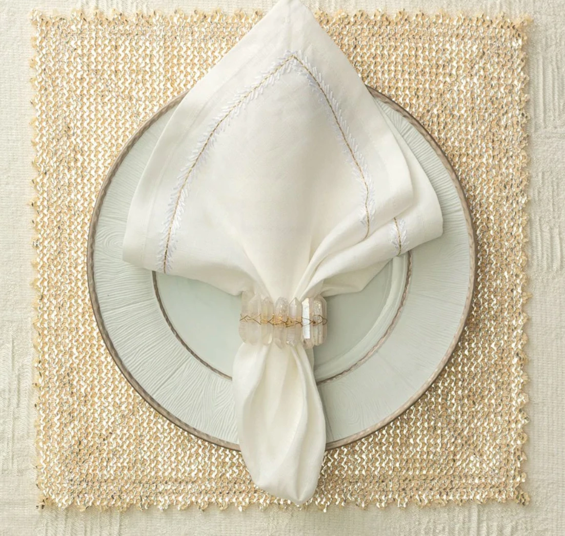 Kim Seybert STAMPED REVERSIBLE PLACEMAT SILVER & GOLD THE TABLE