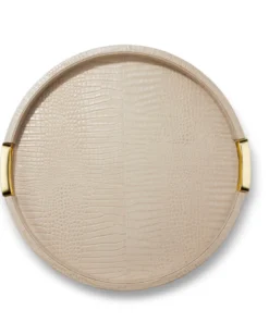 Aerin THE HOME CARINA CROC LEATHER TRAY FAWN