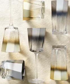 Kim Seybert DRINKWARE HELIX GOLD GLASSWARE